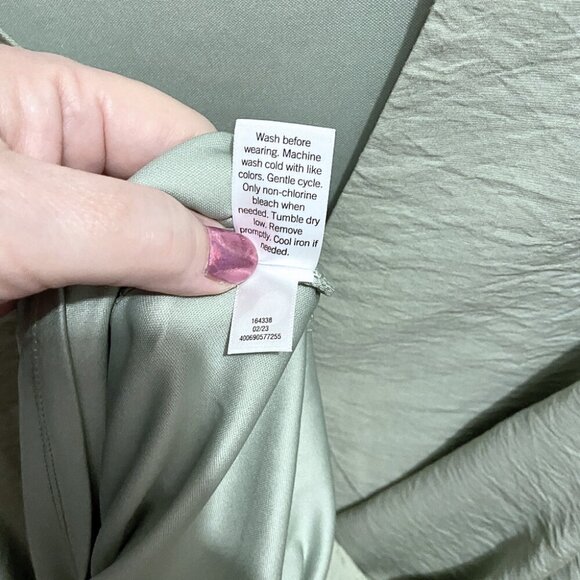 Nine West Button Front Drop Waist Ruffle Hem Dress Sage Green Size XL - Picture 4 of 4